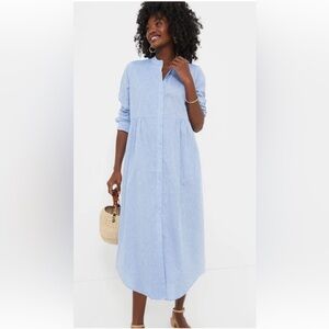 Tuckernuck Lydell Chambray Maxi Cotton Shirt Dress Sz Large Blue